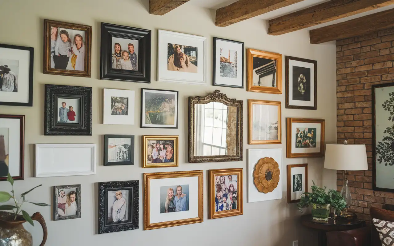 Photo Wall Arrangement Ideas To Display Family Pictures